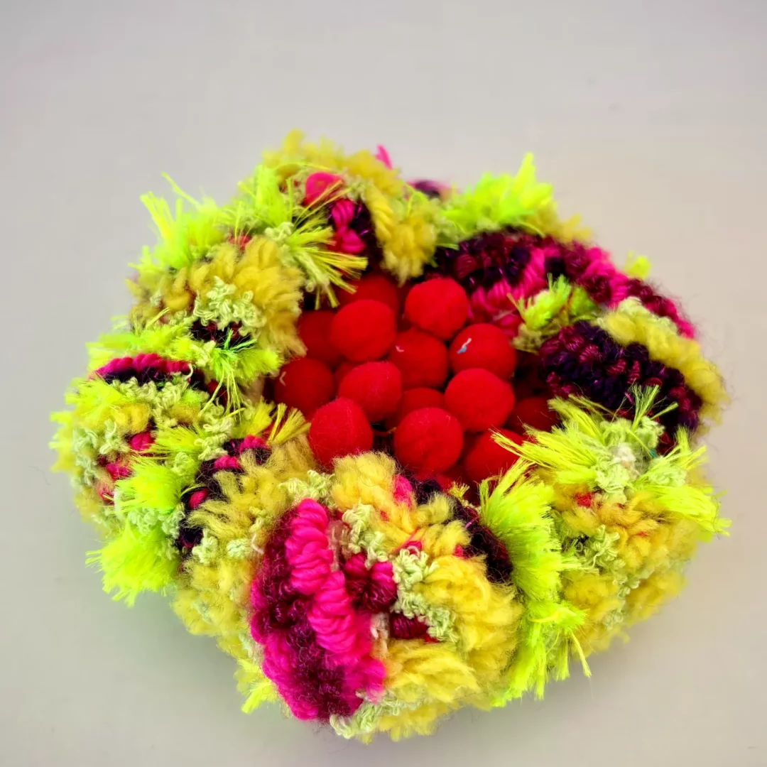 Fragment - P-004 — 7 × 7 cm — 2025
Tufted wool.
Sea urchin with red eggs.